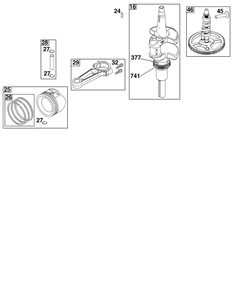 Crankshaft Group Diagram and Parts List for 40U877-0036-G1  Briggs and Stratton Engine